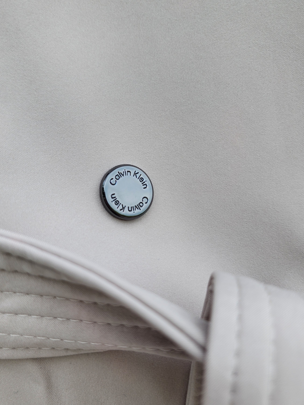 Calvin Klein Light Beige Double-Breasted Trench Coat with Belt - Picture 6 of 11